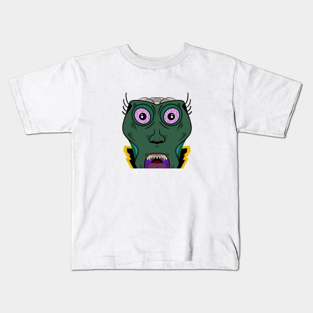 Monster Face Kids T-Shirt by Brains